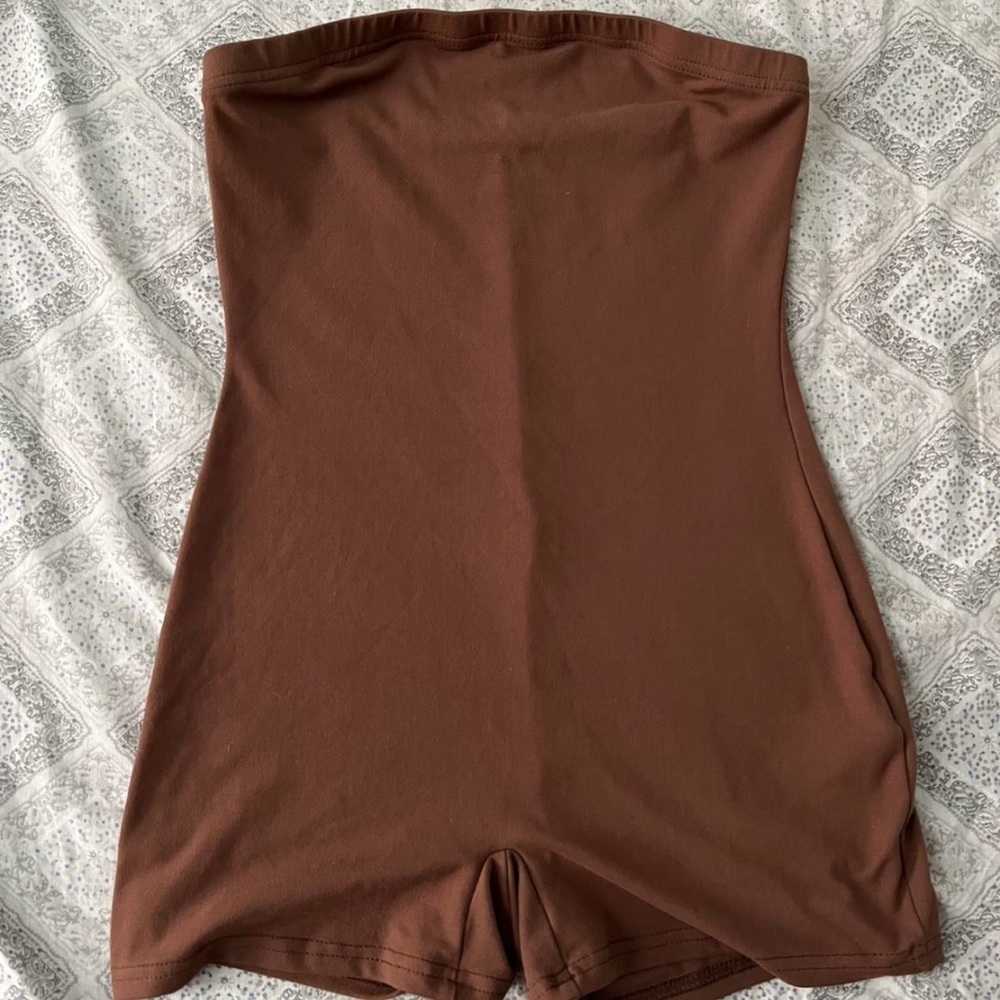SHEIN Brown Strapless Jumpsuit